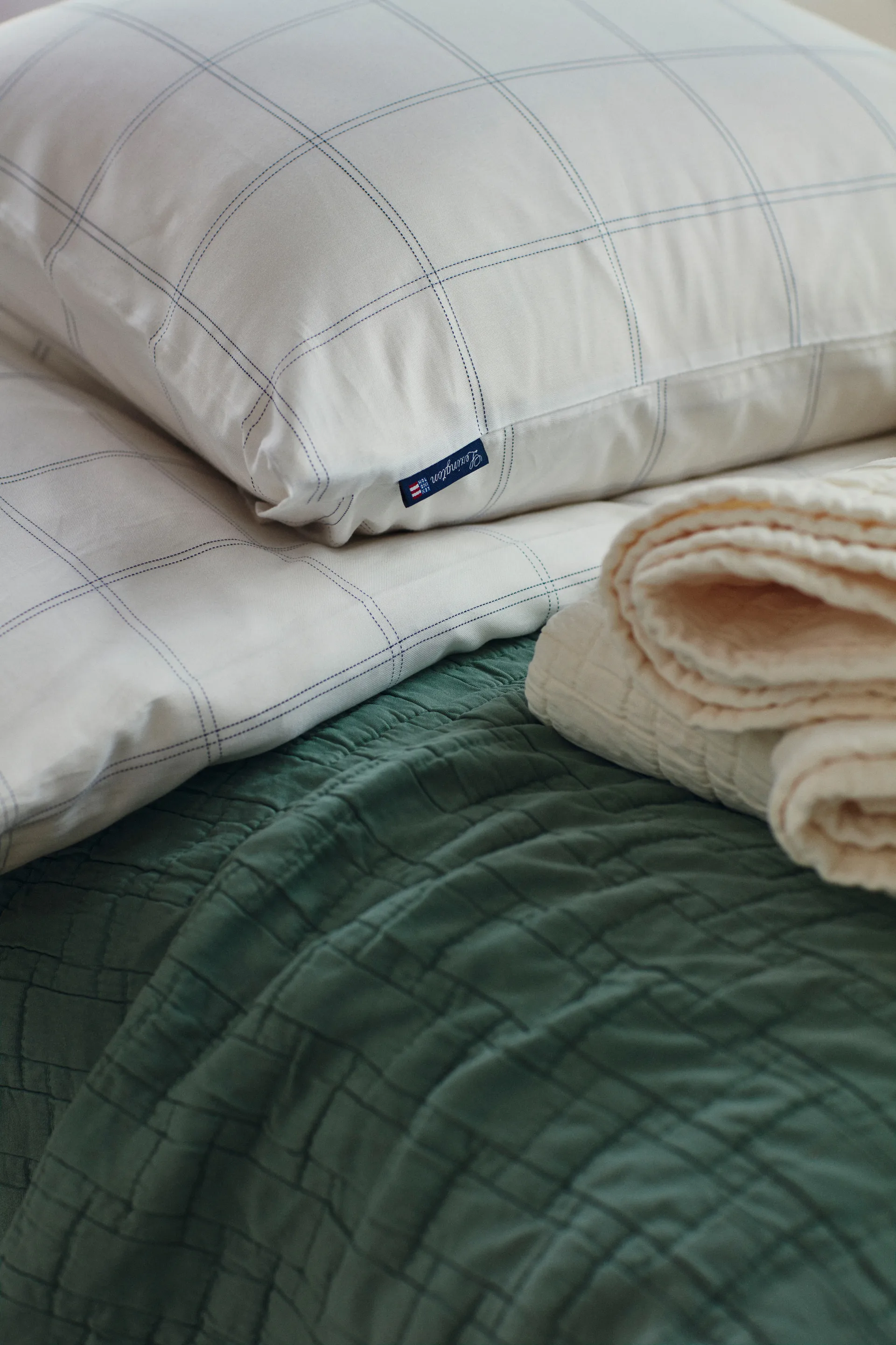 Checked デュベカバー cotton-lyocell 150x210 cm, Off white-dark blue Lexington | レキシントン