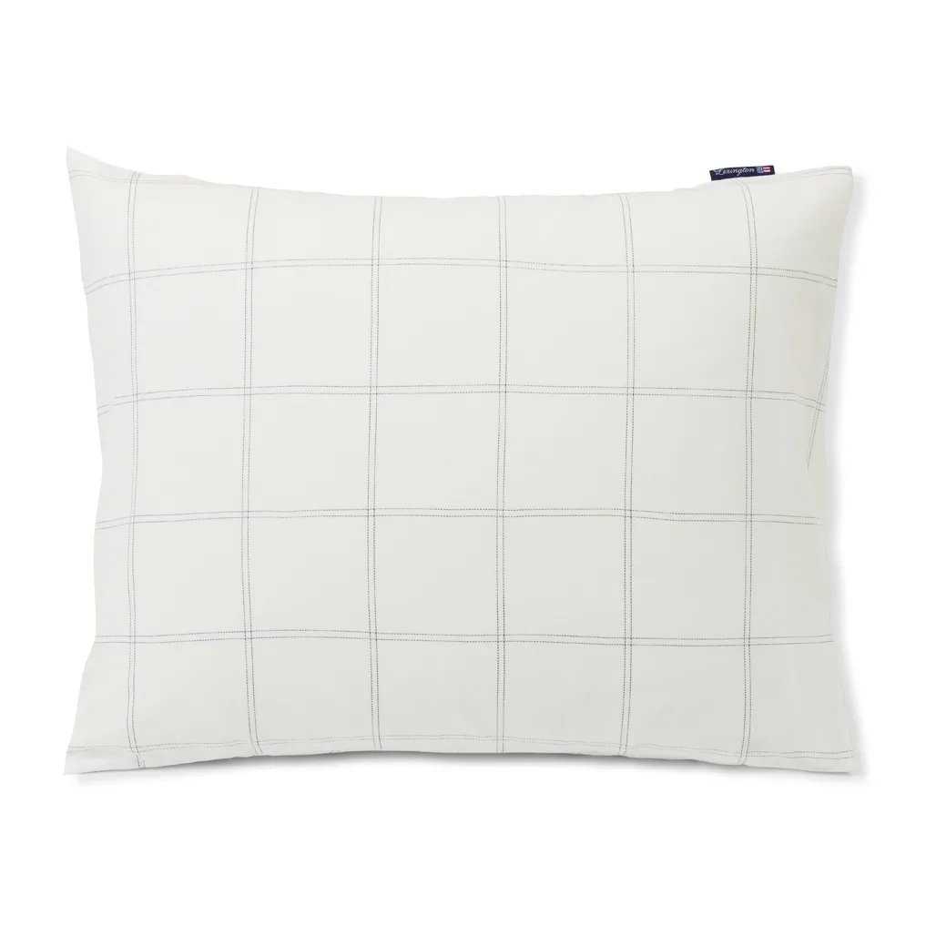 Checked ピローケース cotton-lyocell 50x90 cm, Off white-dark blue Lexington | レキシントン