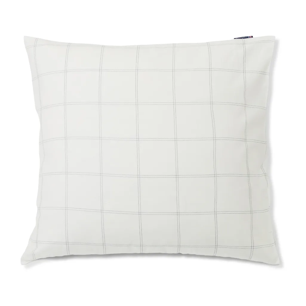 Checked ピローケース cotton-lyocell 65x65 cm, Off white-dark blue Lexington | レキシントン