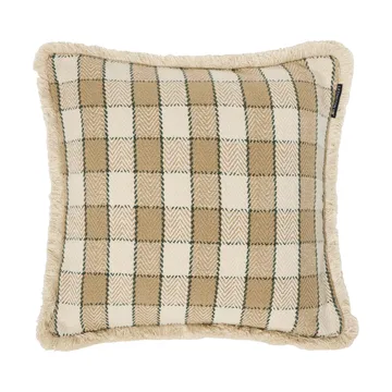 Checked organic cotton fringe クッションカバー - Beige-light beige-green - Lexington | レキシントン