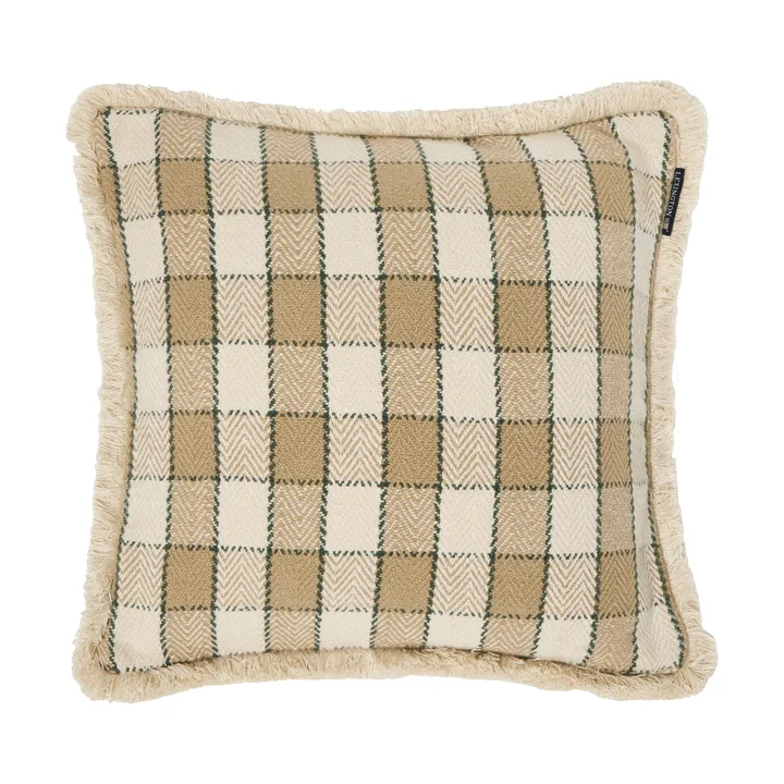 Checked organic cotton fringe クッションカバー - Beige-light beige-green - Lexington | レキシントン