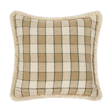 Checked organic cotton fringe クッションカバー - Beige-light beige-green - Lexington | レキシントン
