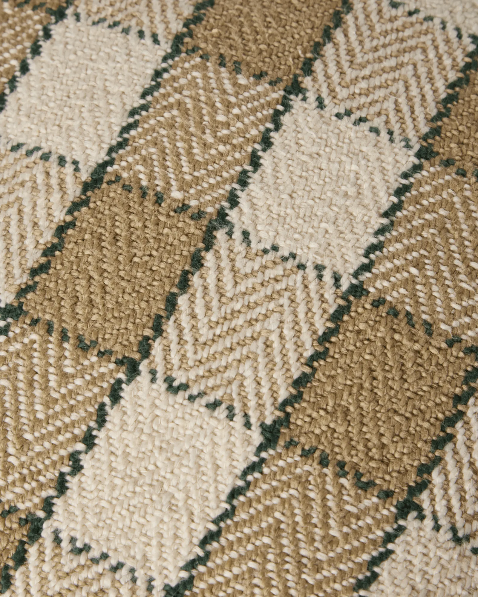 Checked organic cotton fringe クッションカバー, Beige-light beige-green Lexington | レキシントン