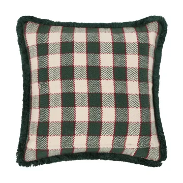 Checked organic cotton fringe クッションカバー - Green-light beige-red - Lexington | レキシントン