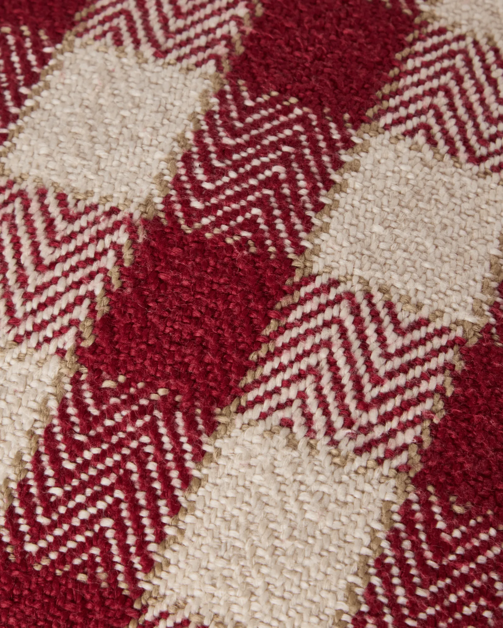 Checked organic cotton fringe クッションカバー, Red-light beige-beige Lexington | レキシントン