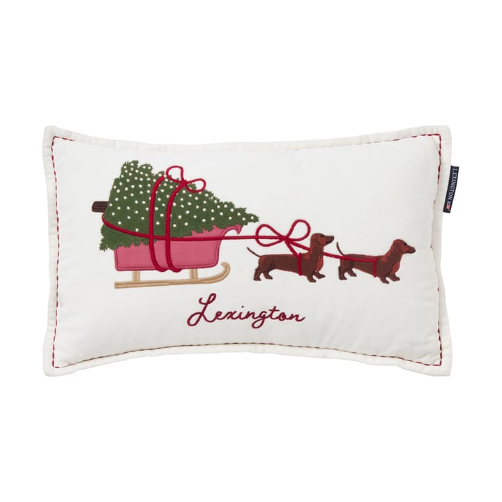Dog sleigh オーガニック ベルベットコットン クッション 30x50 cm - White - Lexington | レキシントン