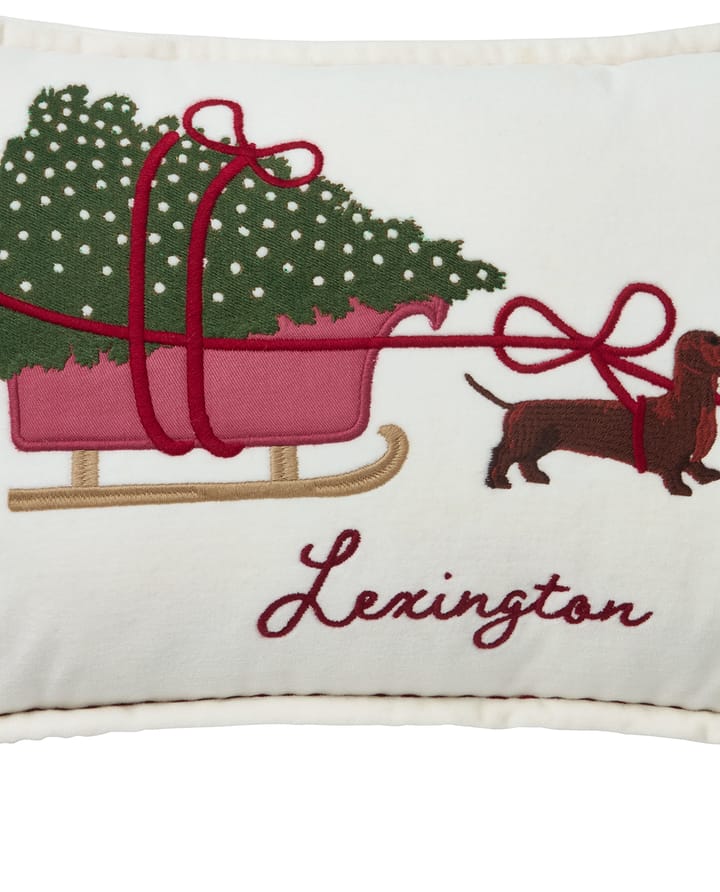 Dog sleigh オーガニック ベルベットコットン クッション 30x50 cm, White Lexington | レキシントン