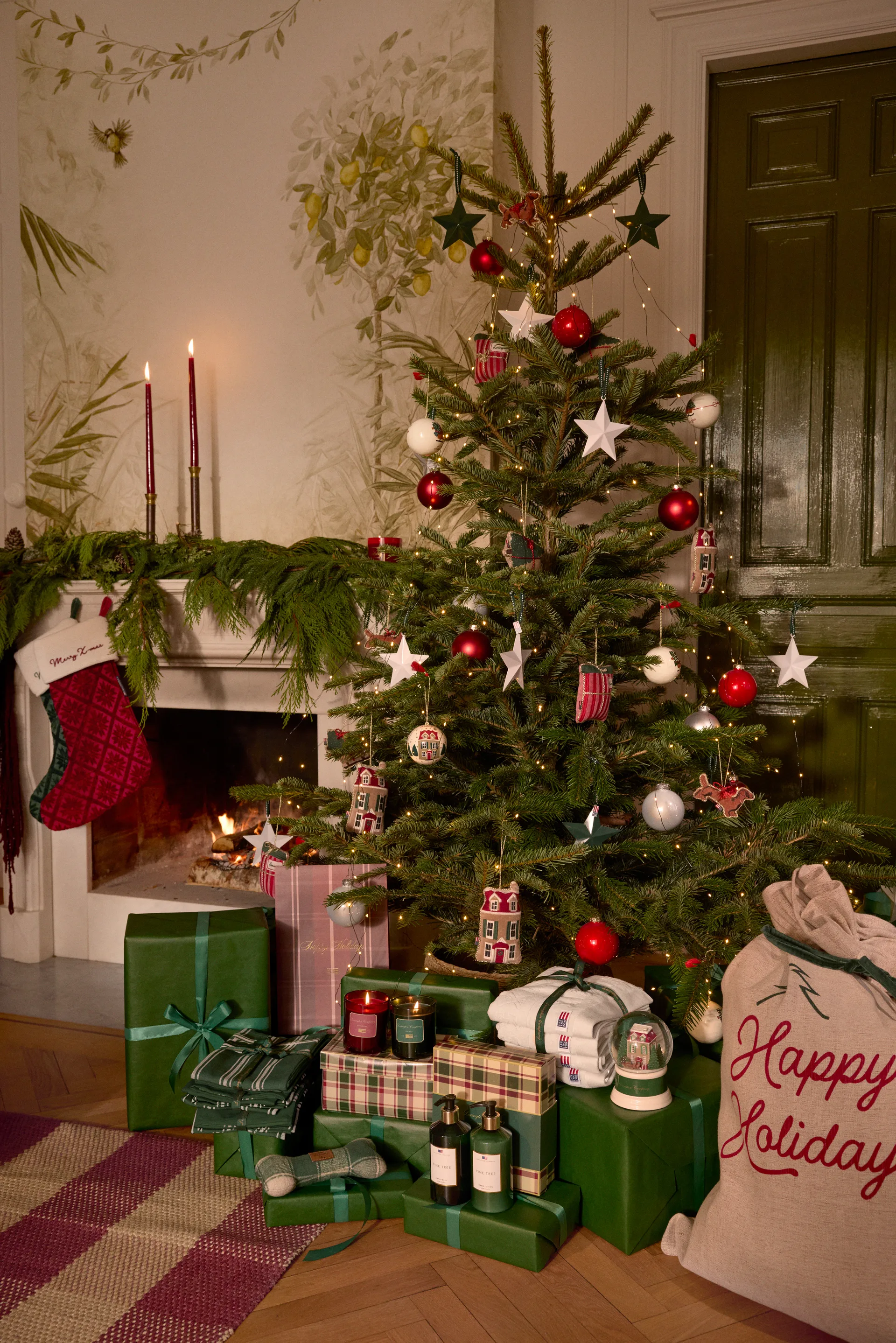 Dog sleigh オーガニックコットン クリスマスハンギング, Multi Lexington | レキシントン