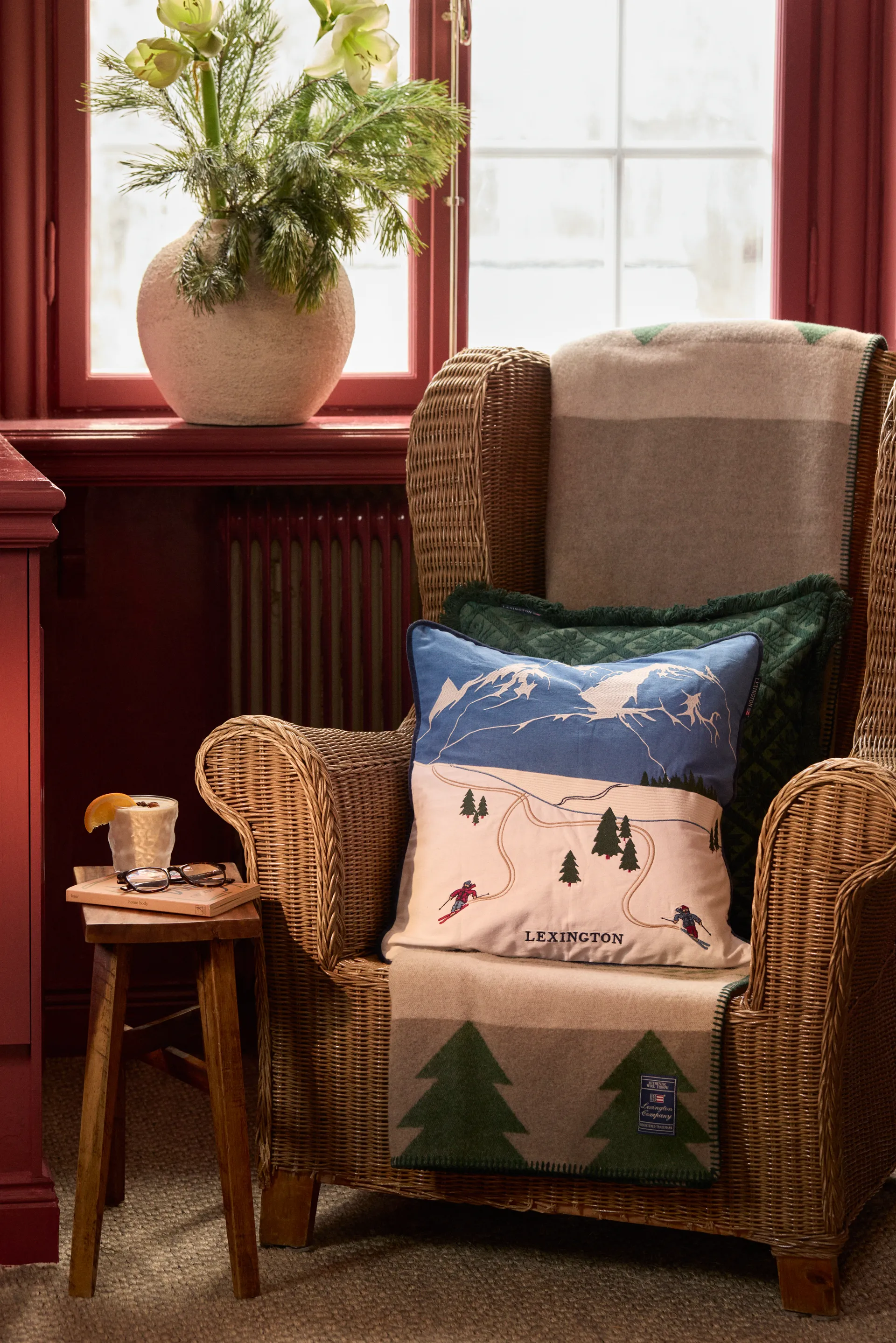 Down hill eco. コットンツイル クッションカバー 50x50 cm, Blue-White Lexington | レキシントン