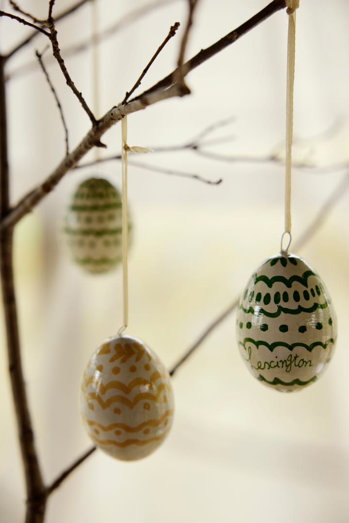 Easter Eggs in Papier Maché イースターオーナメント 2個セット, Green-yellow Lexington | レキシントン