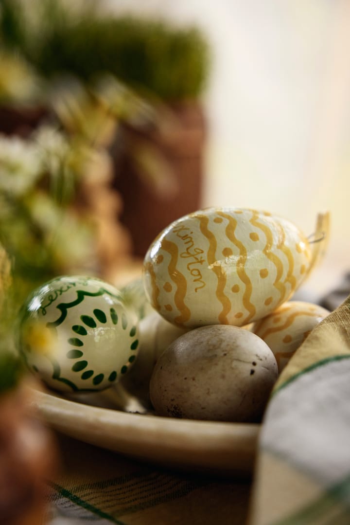 Easter Eggs in Papier Maché イースターオーナメント 2個セット, Green-yellow Lexington | レキシントン