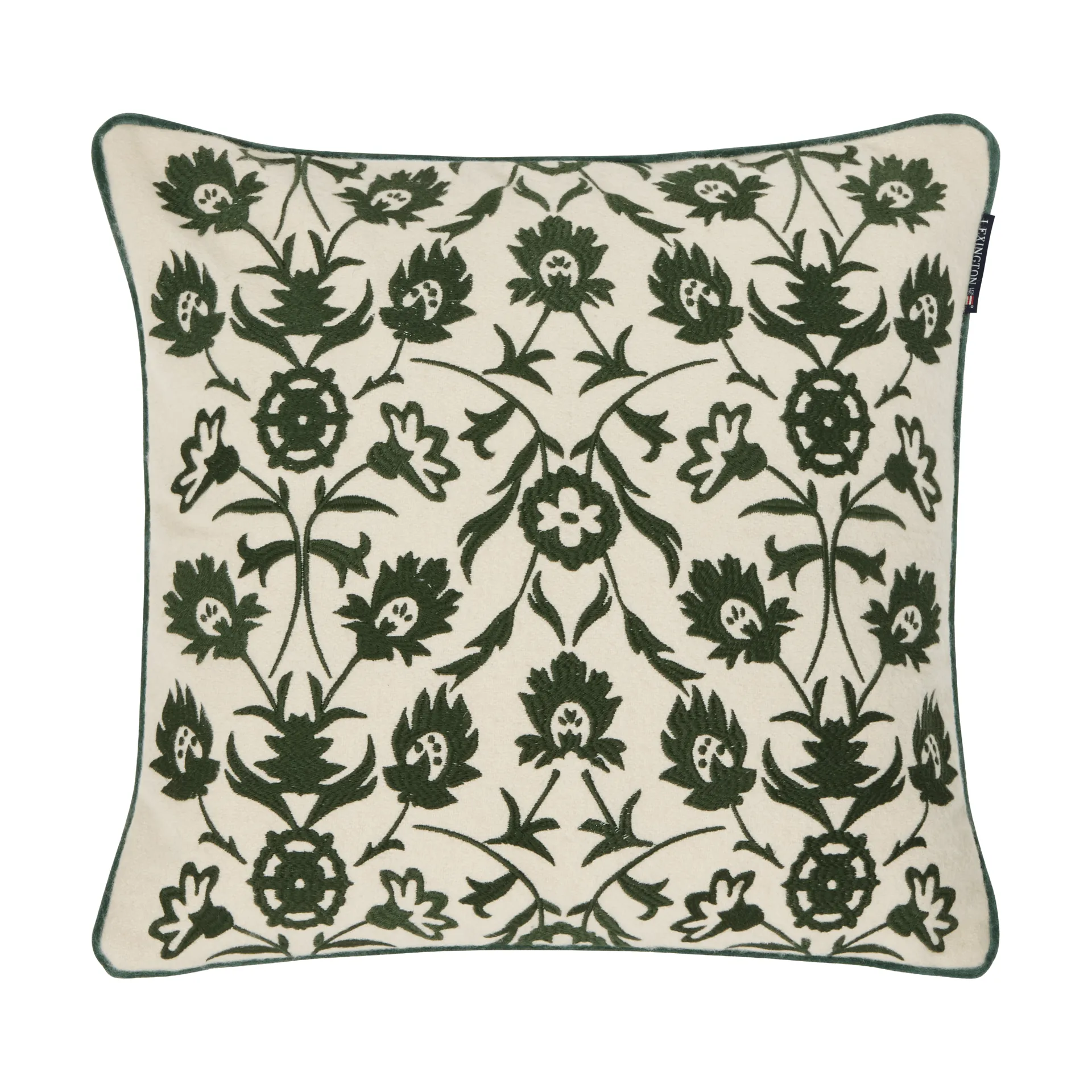 Flower Embroidered Wool Mix クッションカバー 50x50 cm, Light beige-green Lexington | レキシントン
