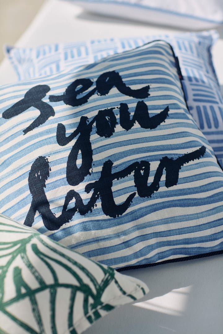 Graphic Printed コットンキャンバス クッションカバー 50x50 cm, Blue-White Lexington | レキシントン