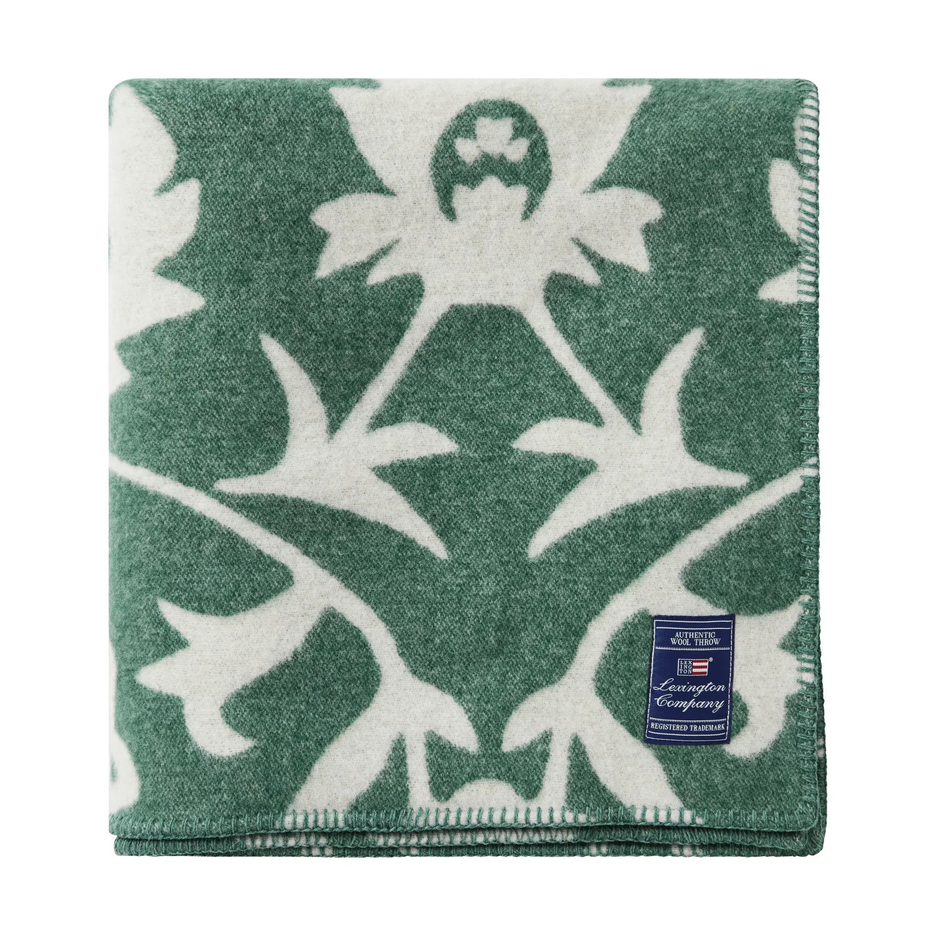 フラワー ジャカード織り ウールブランケット, Green-Light beige Lexington | レキシントン