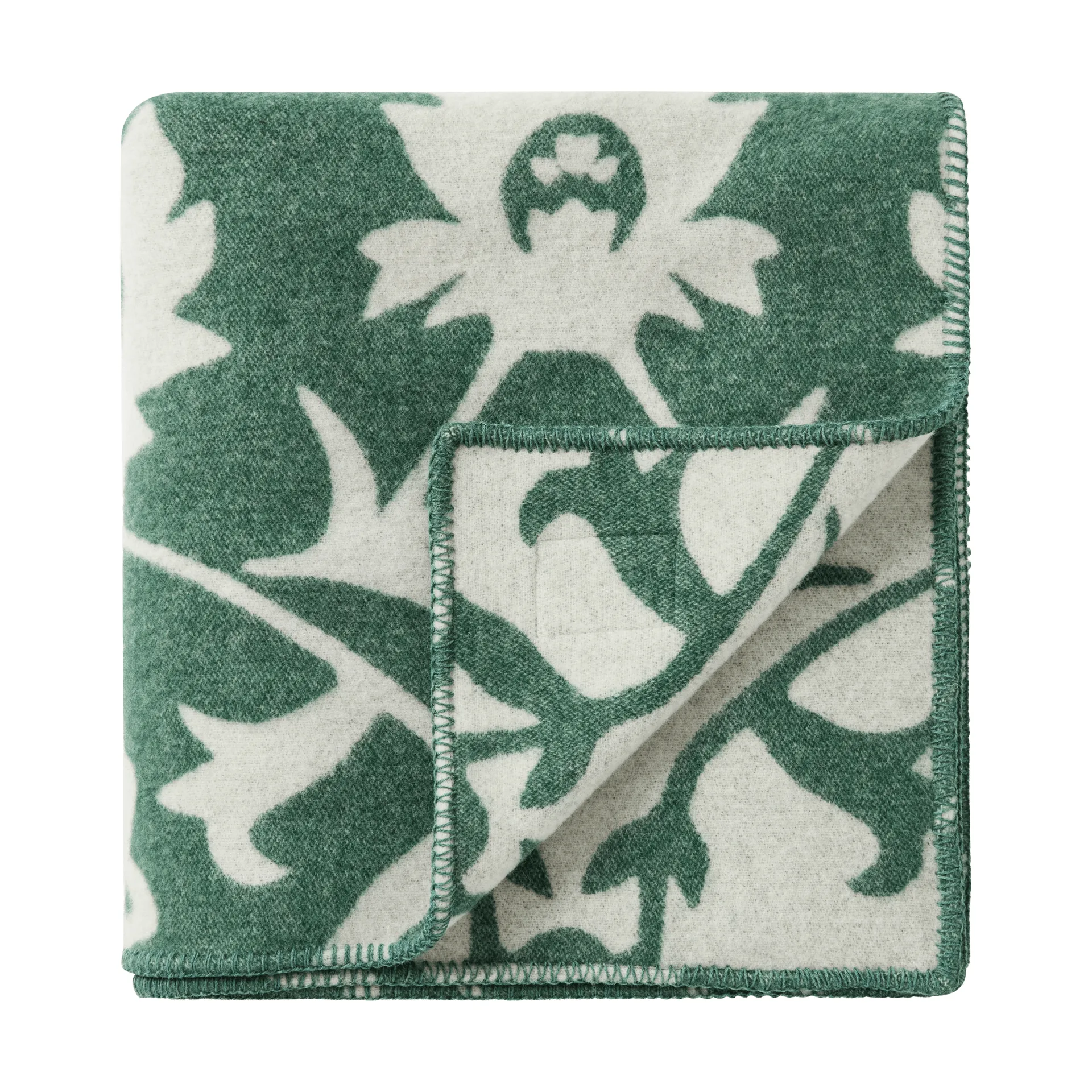 フラワー ジャカード織り ウールブランケット, Green-Light beige Lexington | レキシントン