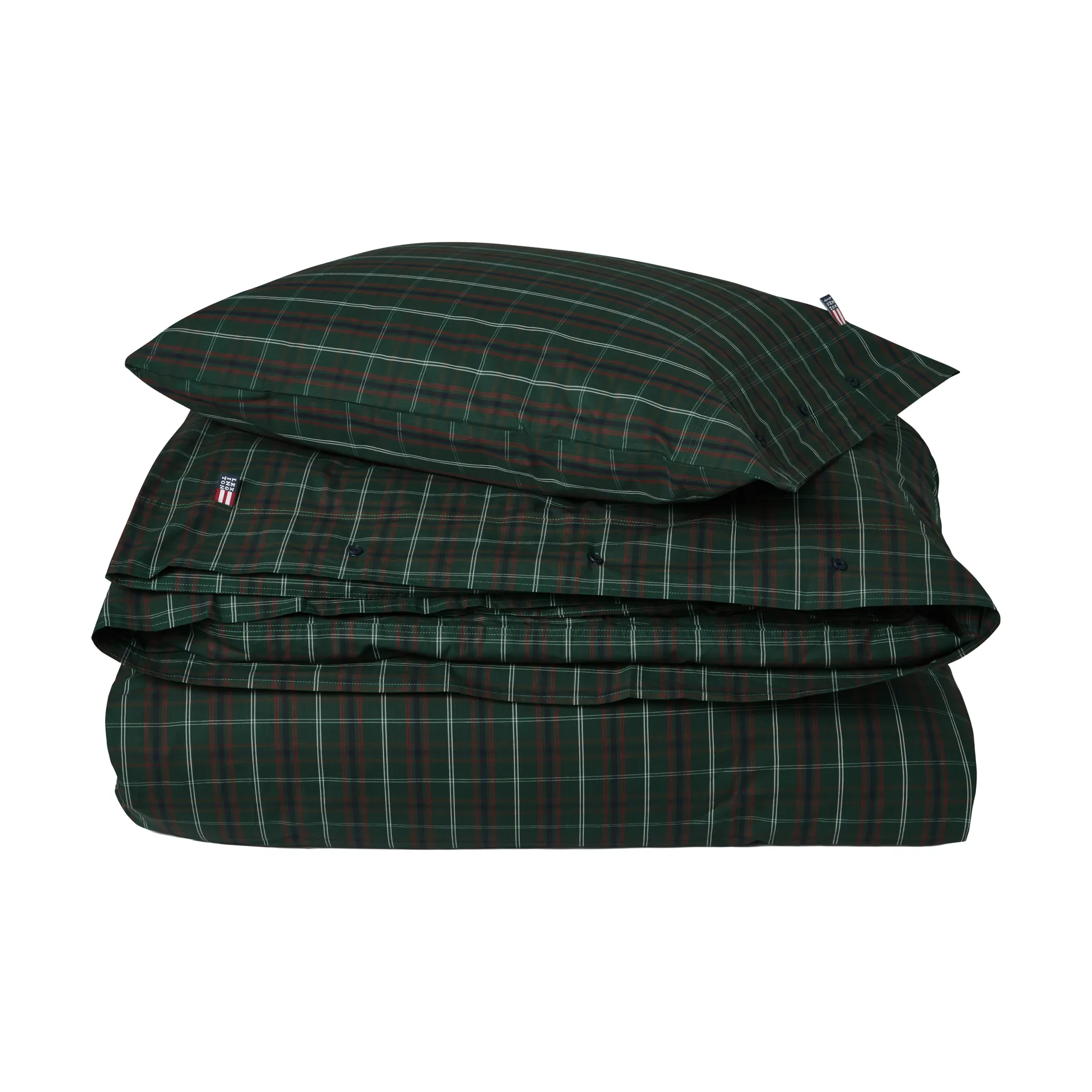 チェック柄 コットンパーケール 寝具セット, Green-navy, 2 pcs 50x60 cm/1 pc 220x220 cm Lexington | レキシントン