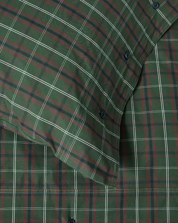 チェック柄 コットンパーケール 寝具セット - Green-navy, 2 pcs 50x60 cm/1 pc 220x220 cm - Lexington | レキシントン