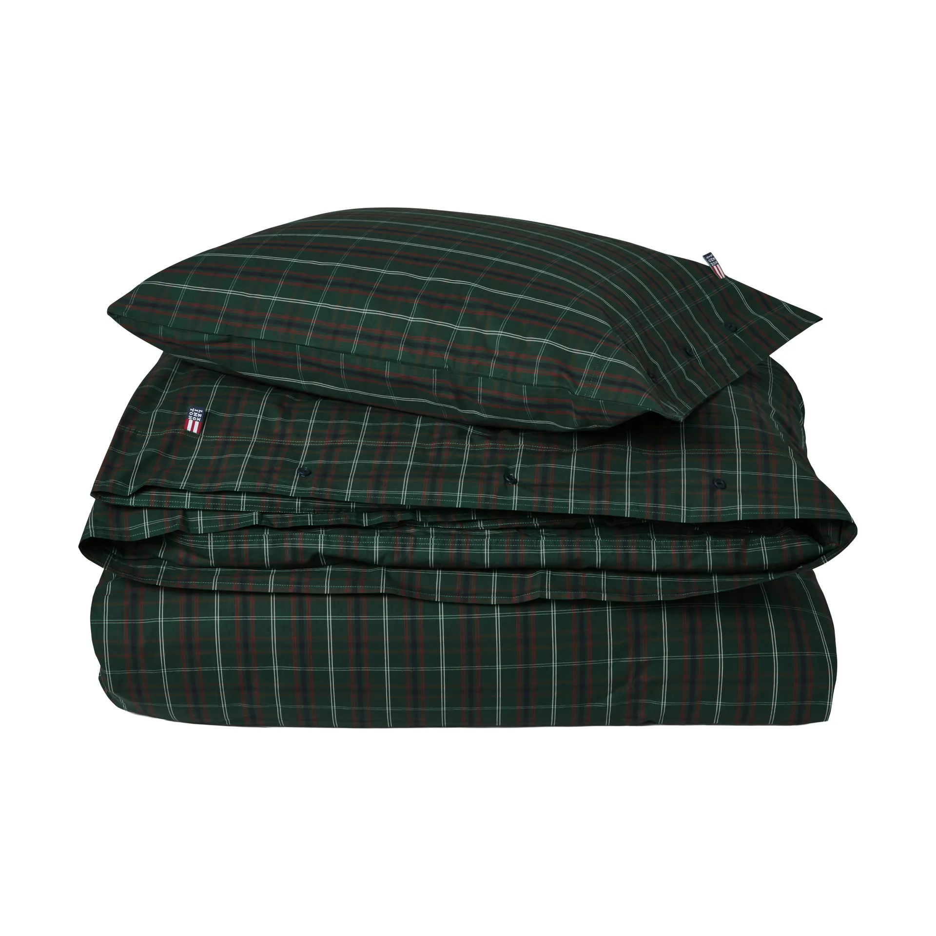 チェック柄 コットンパーケール 寝具セット, Green-navy, 50x60 cm/150x210 cm Lexington | レキシントン