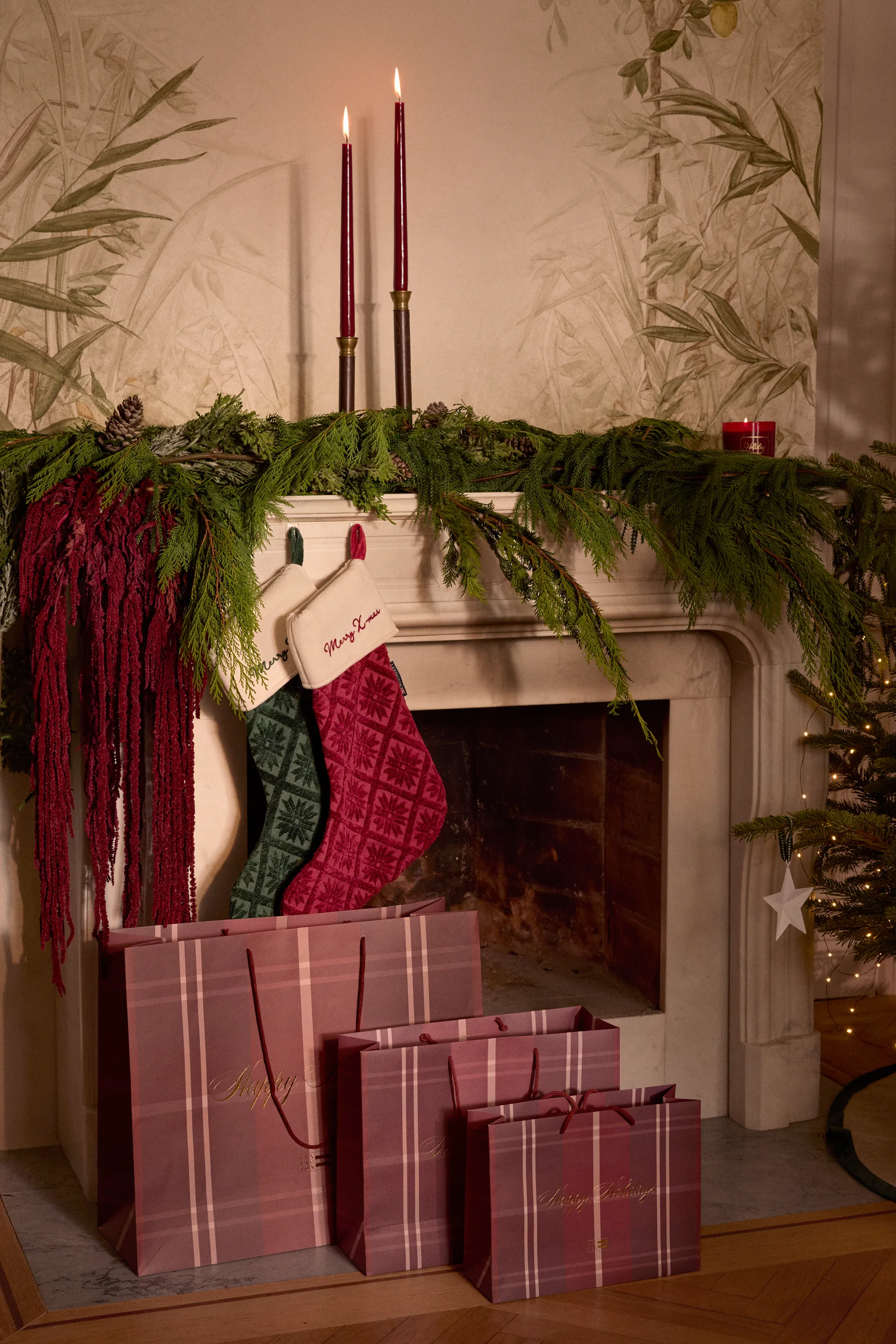 ジャガード オーガニックコットン/ビスコース クリスマスストッキング, Green Lexington | レキシントン