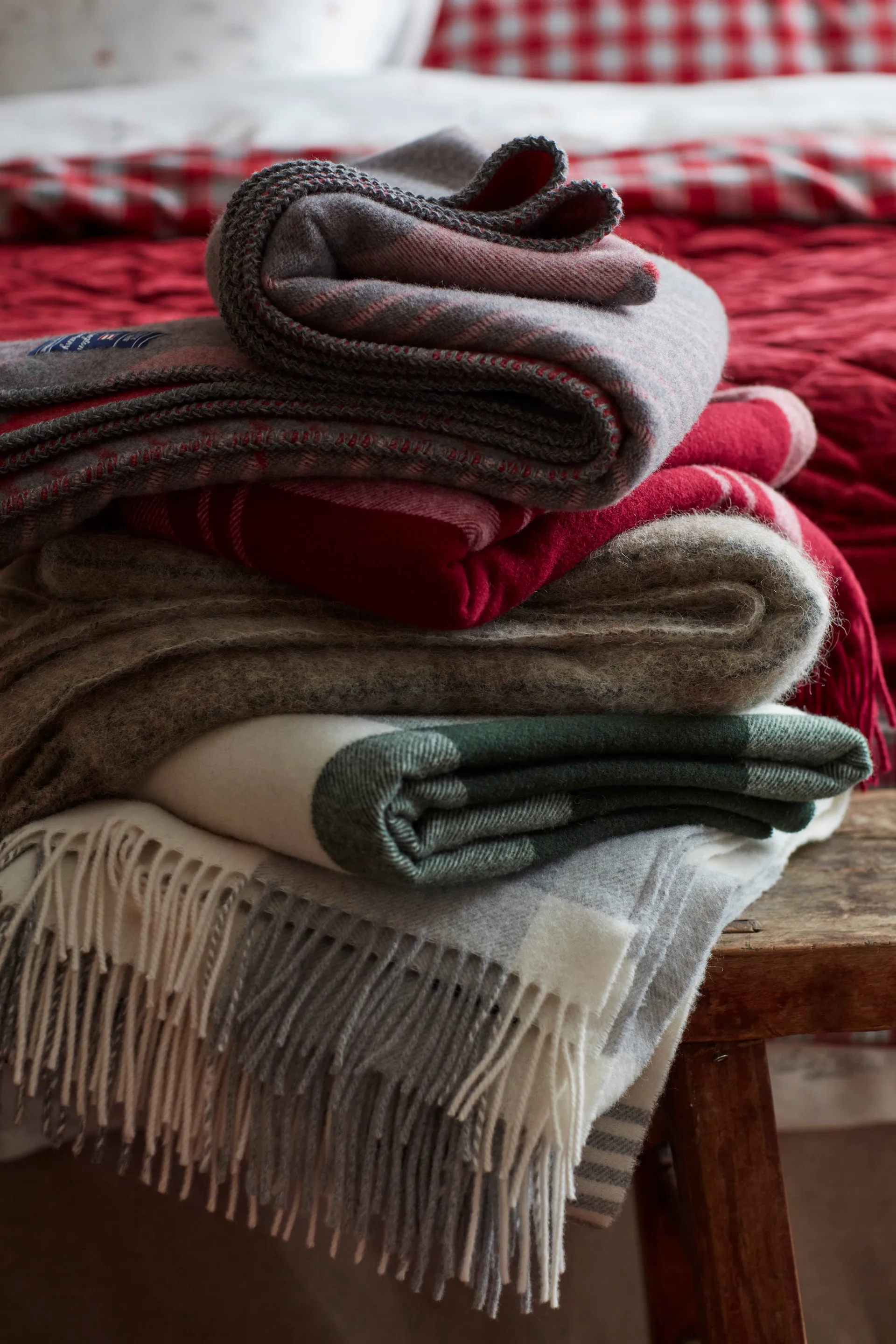 Grey Checked Recycled ウールスロー 130x170 cm, grey-white Lexington | レキシントン