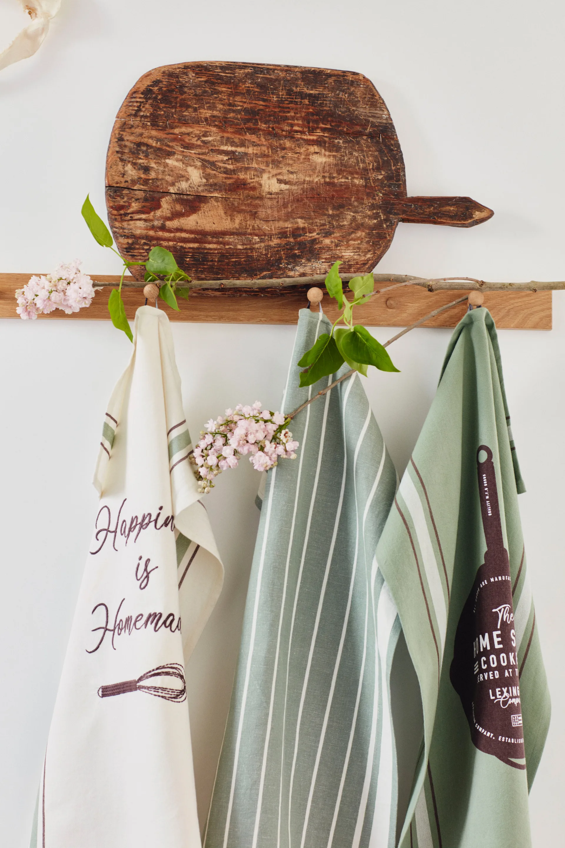 Hapiness オーガニックコットン キッチンタオル 50x70 cm, White-green Lexington | レキシントン