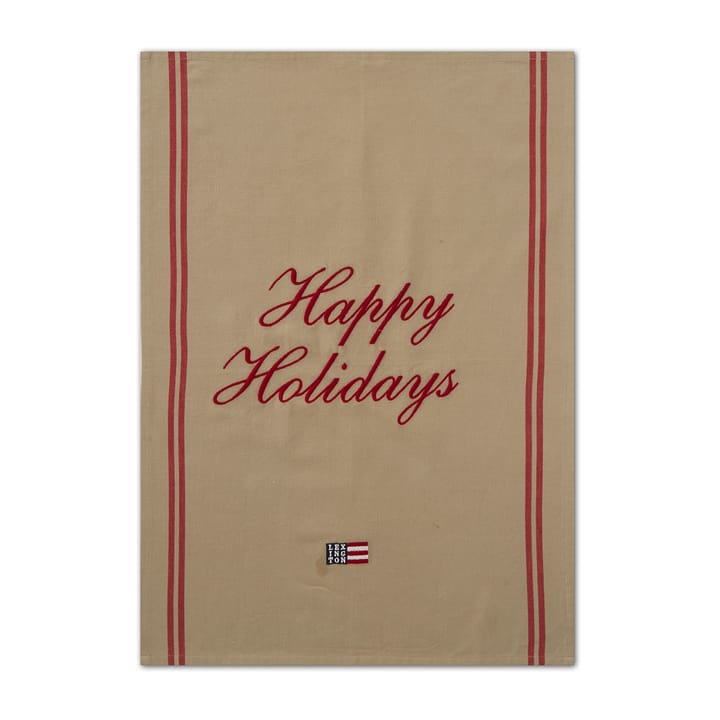 Happy Holidays 刺繍 ティータオル 50x70 cm - Beige-red - Lexington | レキシントン