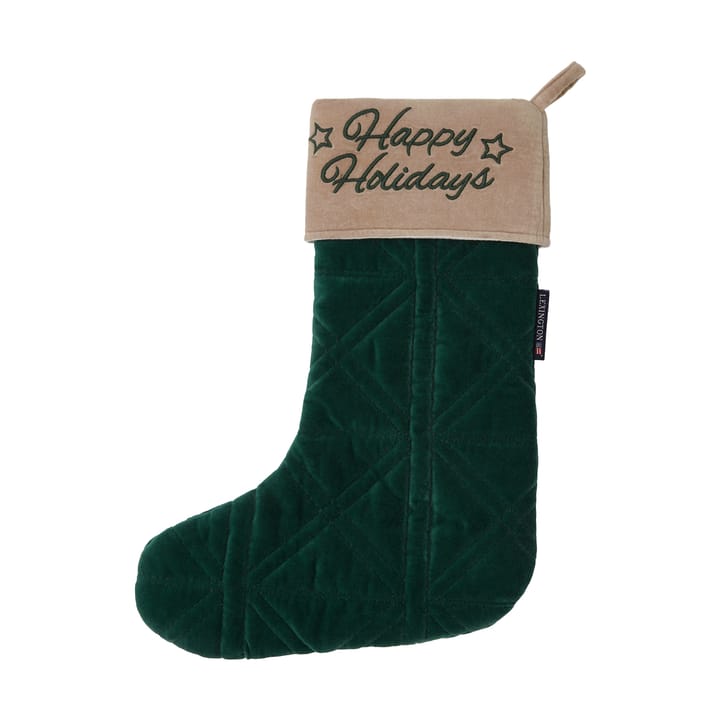 Happy Holidays ベルベット クリスマスストッキング, Green Lexington | レキシントン