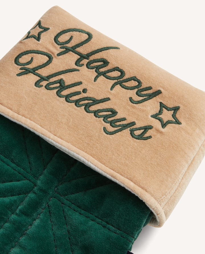 Happy Holidays ベルベット クリスマスストッキング, Green Lexington | レキシントン