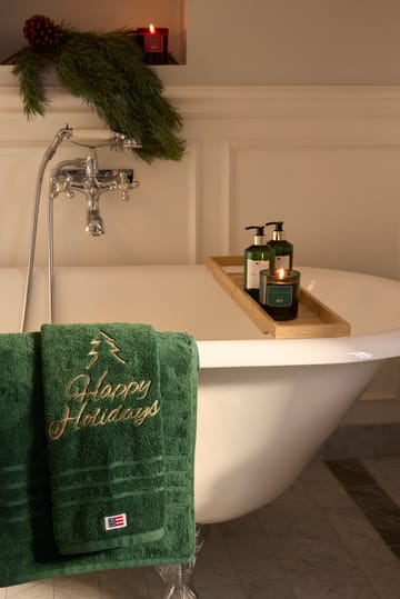Happy Holidays Juniper オーガニックタオル 50x70 cm - Green-Light Beige - Lexington | レキシントン