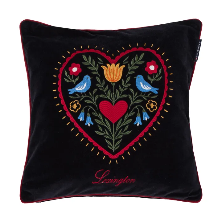 Heart オーガニックコットン クッションカバー - Black-multi, 50x50 cm - Lexington | レキシントン