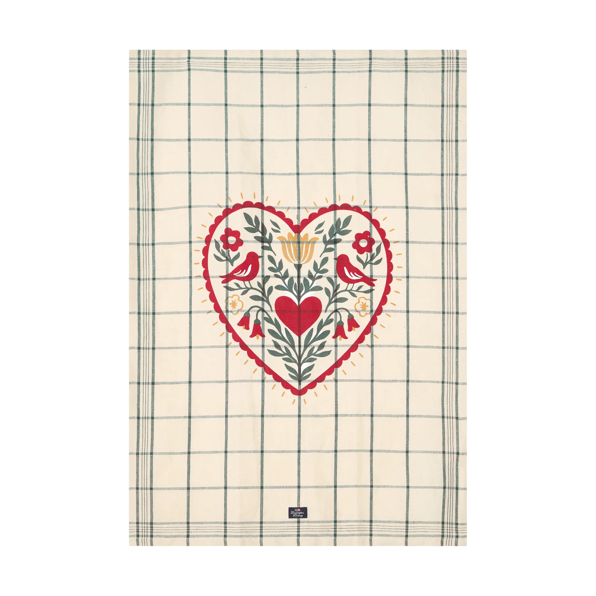 Heart キッチンタオル リネン/コットン, White-green-red, 50x70 cm Lexington | レキシントン