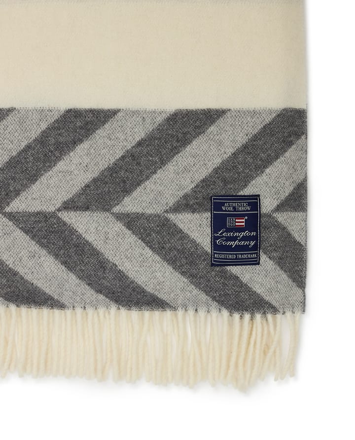Herringbone ストライプ リサイクルウールスロー 130x170 cm, Grey-off white Lexington | レキシントン