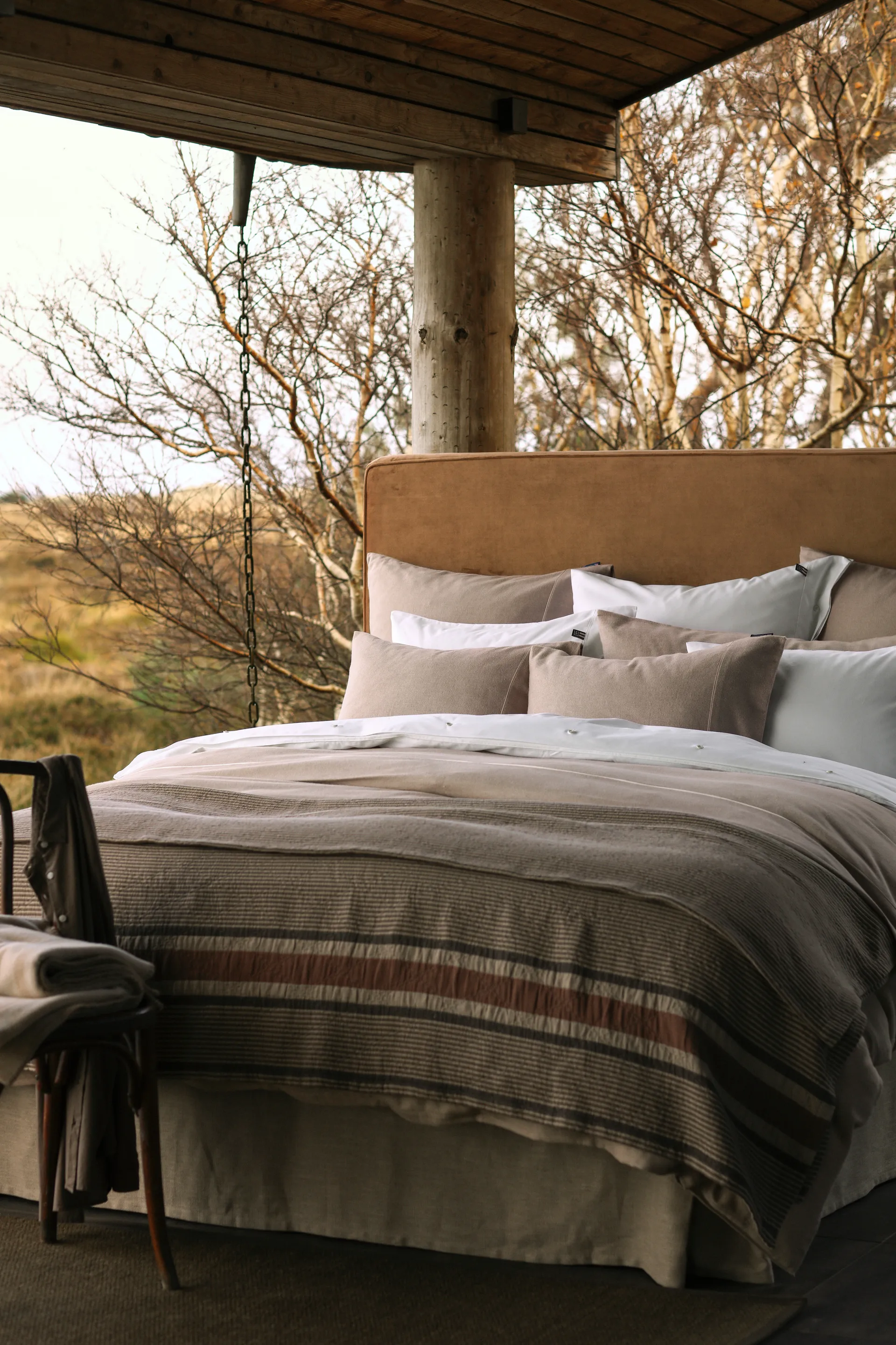 Herringbone フランネル デュベカバー 150x210 cm, Beige-off white Lexington | レキシントン