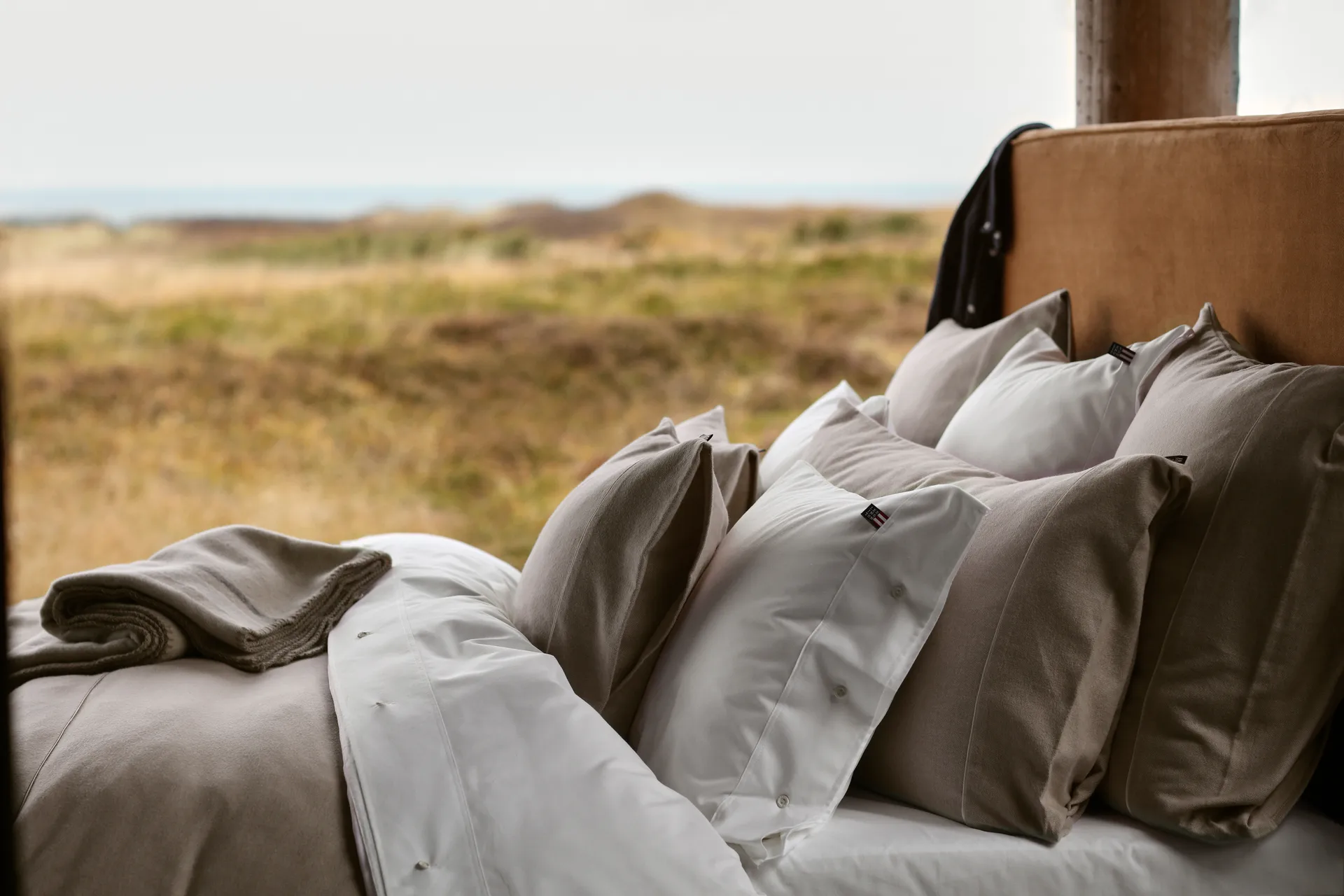 Herringbone Flanell ピローケース 50x60 cm, Beige-off white Lexington | レキシントン