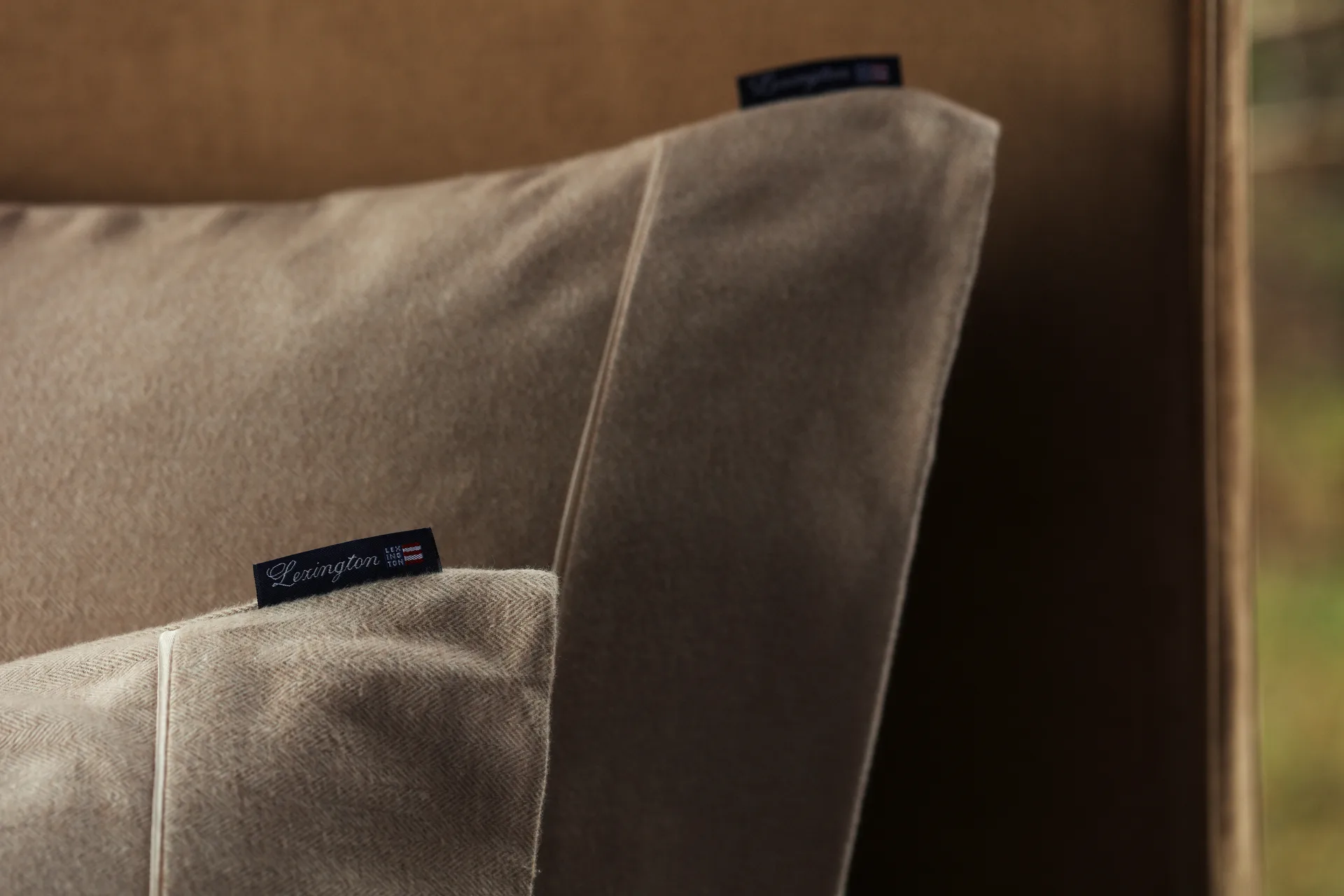 Herringbone Flanell ピローケース 50x60 cm, Beige-off white Lexington | レキシントン