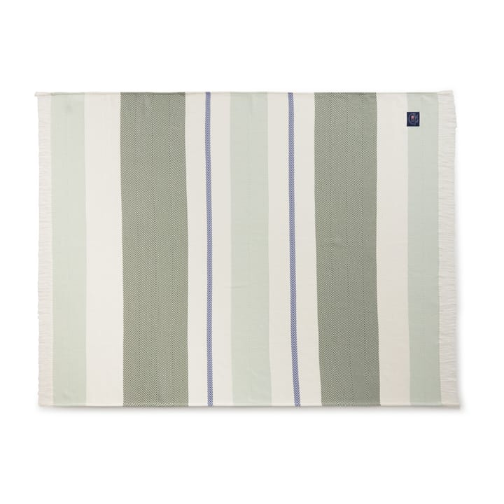 Herringbone Striped リサイクル コットンスロー, White-green Lexington | レキシントン