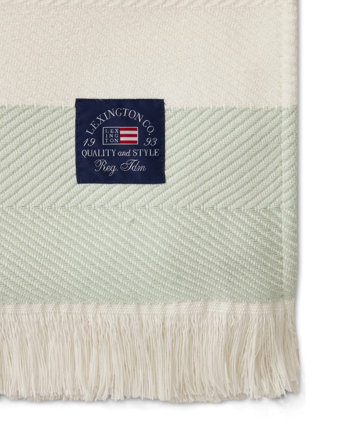 Herringbone Striped リサイクル コットンスロー, White-green Lexington | レキシントン
