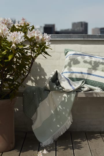 Herringbone Striped リサイクル コットンスロー - White-green - Lexington | レキシントン