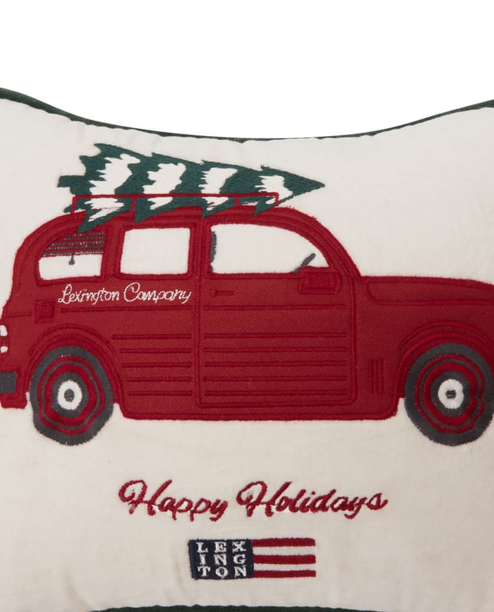 Holiday Car オーガニックコットン ベルベットクッション 30x40 cm, White-red multi Lexington | レキシントン
