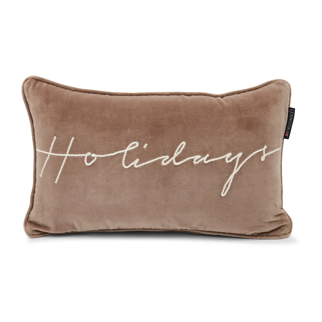 Holidays コットンベルベットクッション 30x50 cm, Mid brown-white Lexington | レキシントン