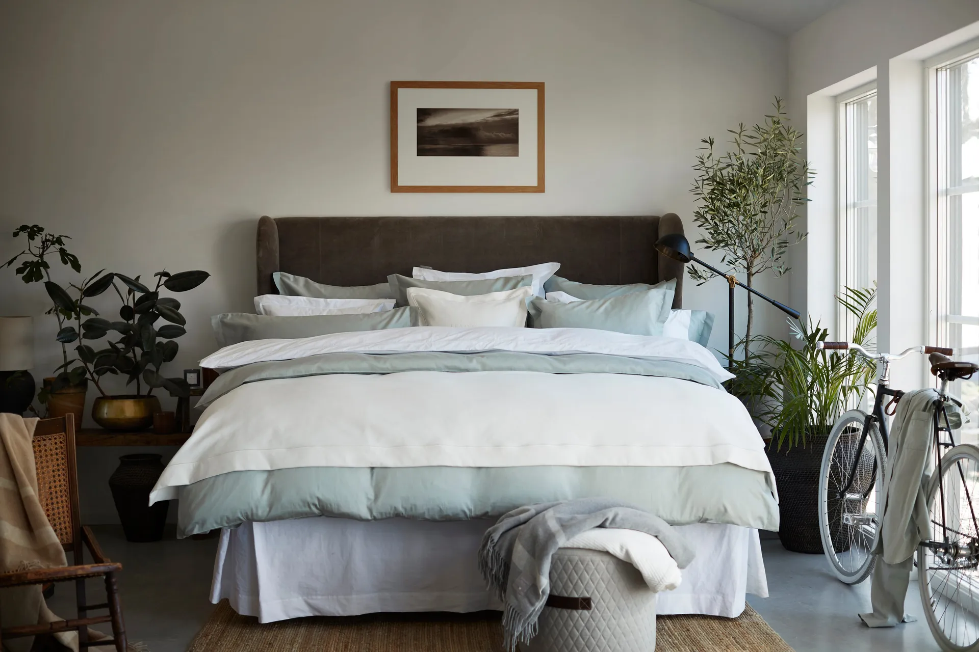 Hotel コットン　サテン デュベカバー 220x220 cm, Sage green Lexington | レキシントン