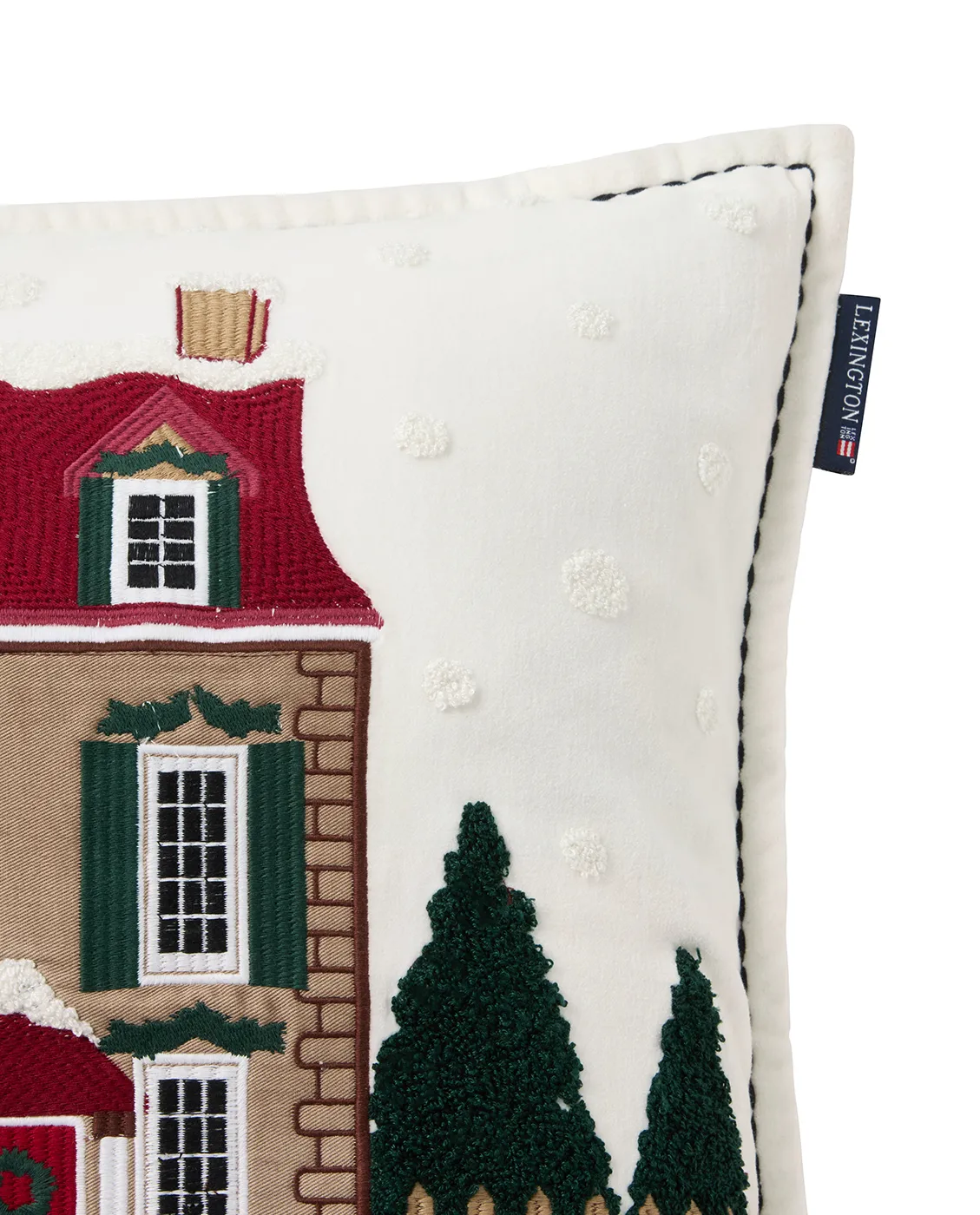 House オーガニック ベルベットコットン クッションカバー50x50 cm, White-multi Lexington | レキシントン