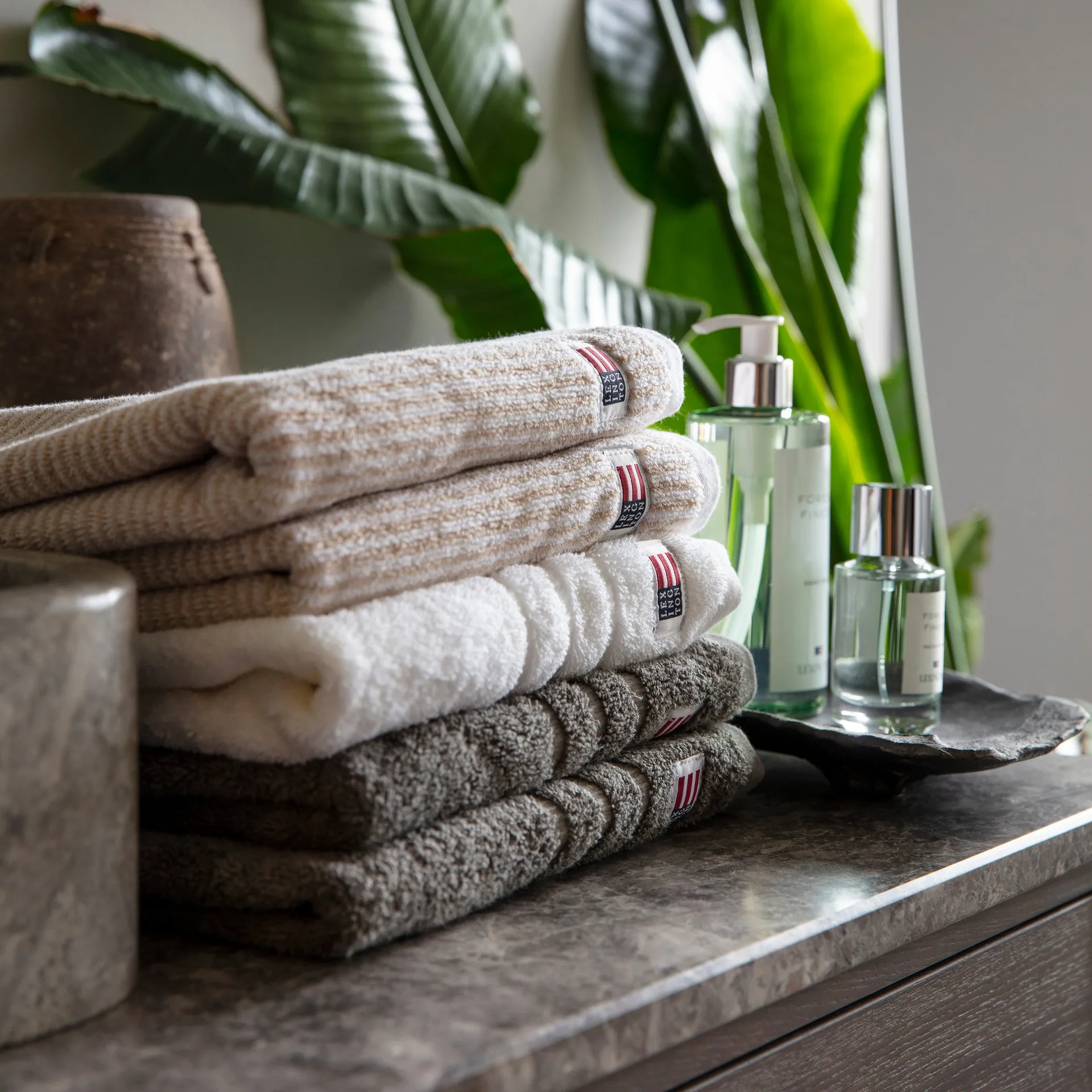 Icons オリジナル ストライプ タオル 30x50 cm, white-tan Lexington | レキシントン