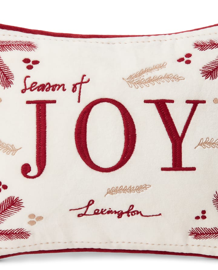 Joy オー��ガニックコットン ベルベットクッション 30x40 cm, White-Red Lexington | レキシントン
