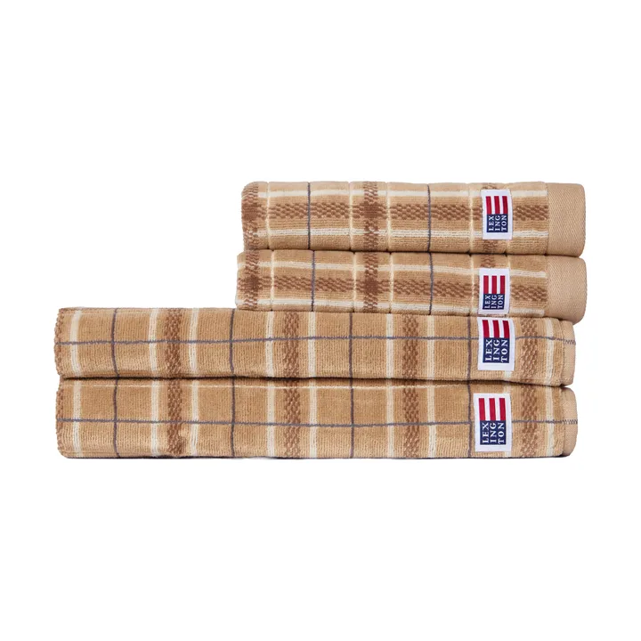 Lexington チェック柄 ハンドタオル 4点セット - Beige-grey, 2 pcs 50x70 cm, 2 pcs 70x30 cm - Lexington | レキシントン