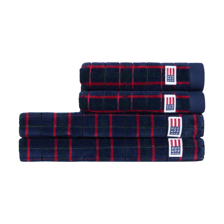 Lexington チェック柄 ハンドタオル 4点セット - Navy-green, 2 pcs 50x70 cm, 2 pcs 70x30 cm - Lexington | レキシントン