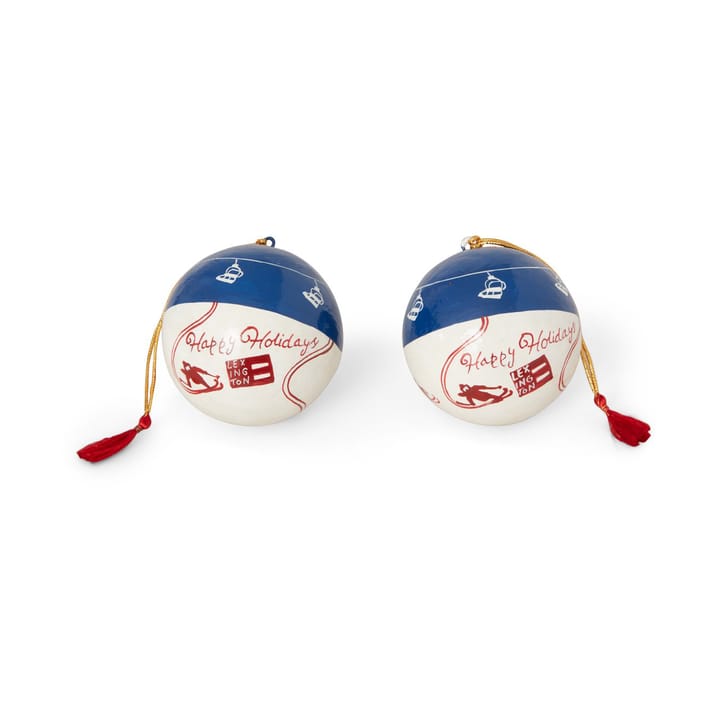 Lexington Papier Maché クリスマスツリーボール2パック, Blue-white-red Lexington | レキシントン