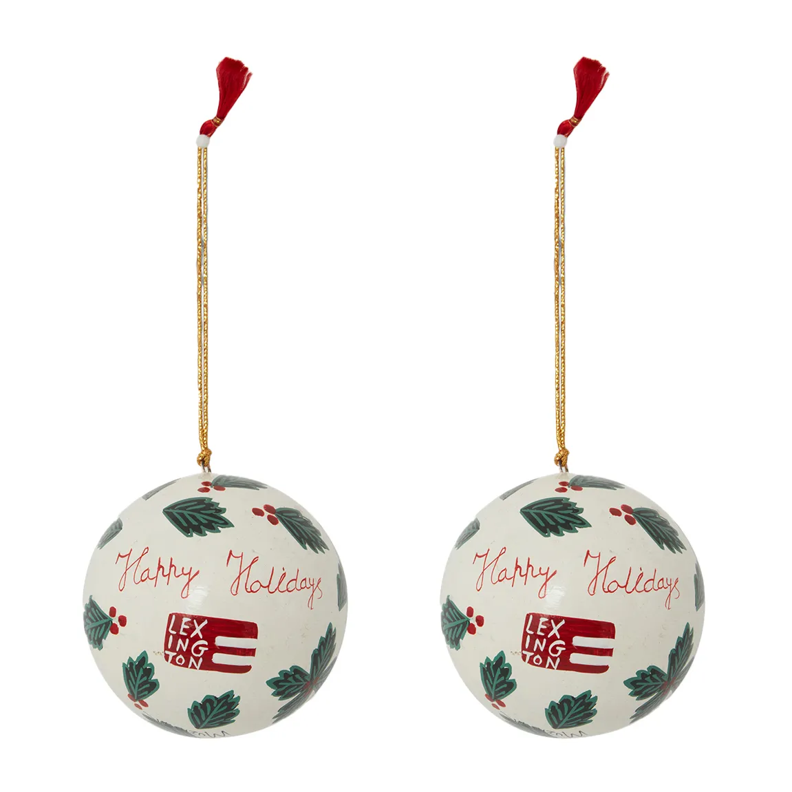 Lexington Papier Maché クリスマスツリーボール2パック, White-green Lexington | レキシントン