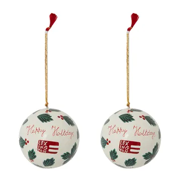 Lexington Papier Maché クリスマスツリーボール2パック - White-green - Lexington | レキシントン