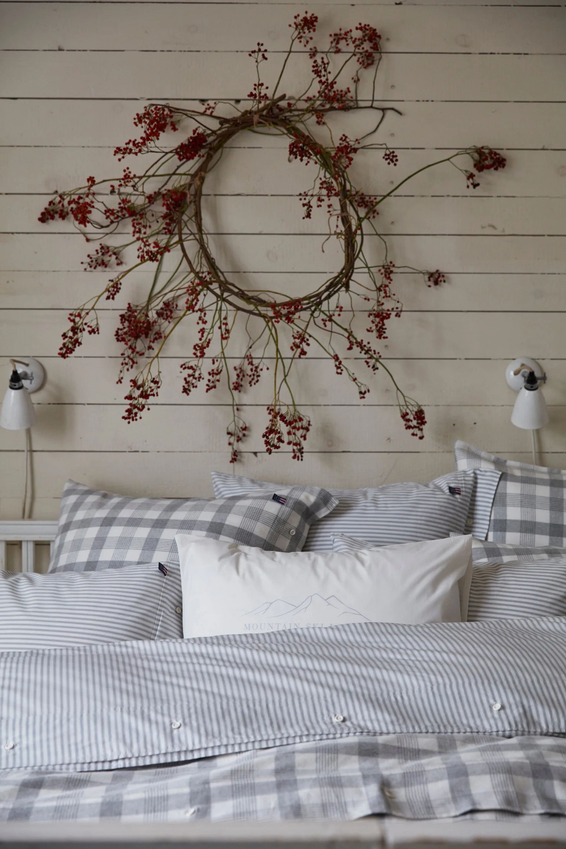 Lexington Printed コットン Poplin ピローケース 50x60 cm, White-light grey Lexington | レキシントン